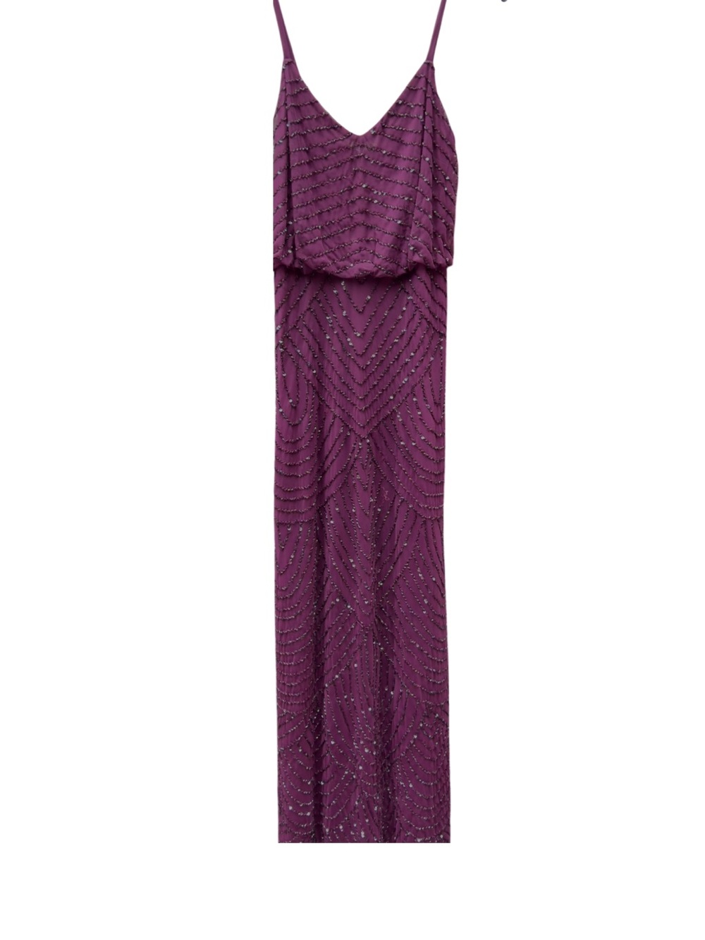 Adrianna Papell Beaded Maxi Dress Purple Plum Formal Evening Gown Size 6 - Picture 3 of 7